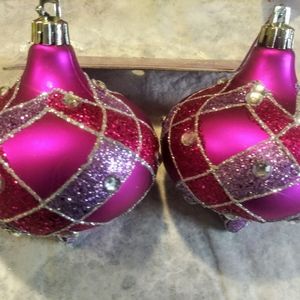 13 Piece Set- Christmas Elegance Ornaments Fuchsia